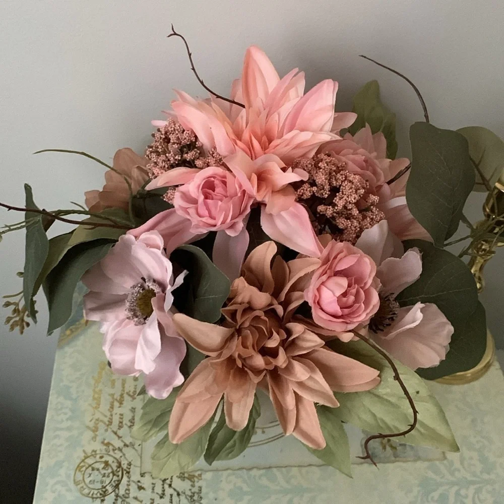 Ashland fall automate tabletop home decor floral‎ arrangement pink cottage girly